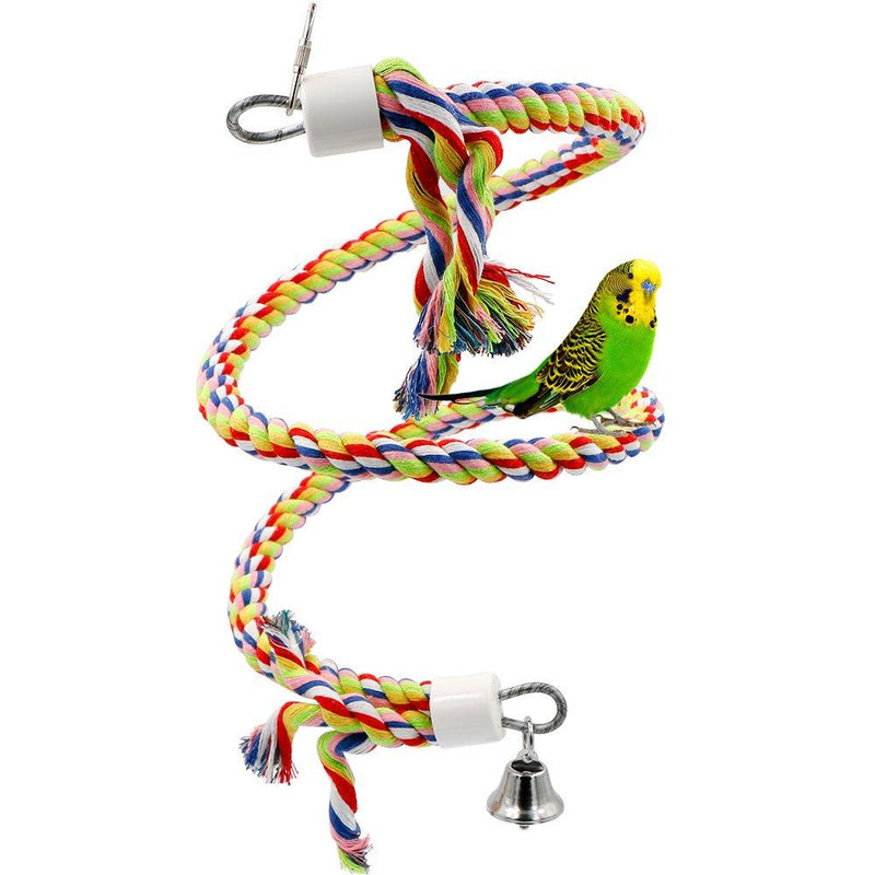 [Australia] - Rusee Rope Bungee Bird Toy, Small or Medium-Sized Parrot Toy Pure Natural Colorful Bead Cage Parrot Chewing Toy 