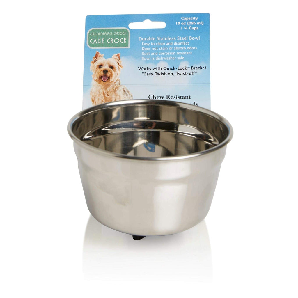 Lixit Quick Lock Stainless Steel Cage Bowl for Dogs, Silver, 10 Ounce (0711) - PawsPlanet Australia
