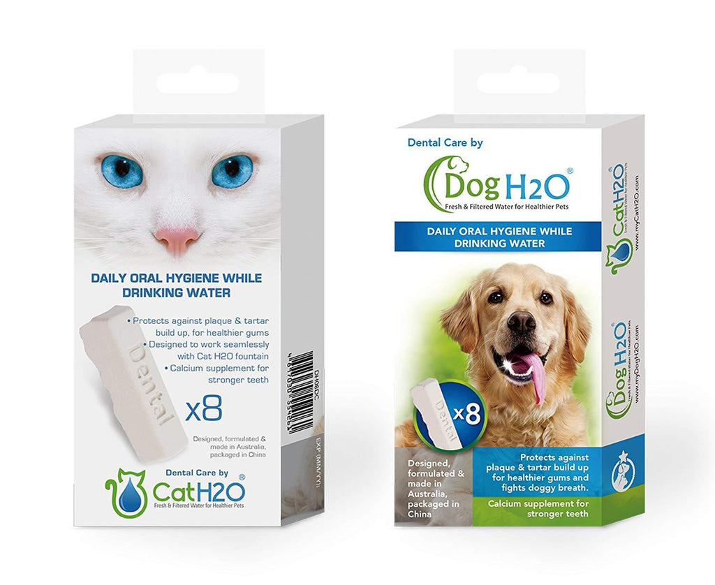 Dog H2O and Cat H2O Bundle, 8 Pieces Each, Oral Hygiene Drinking Water Additive 1 Box - PawsPlanet Australia