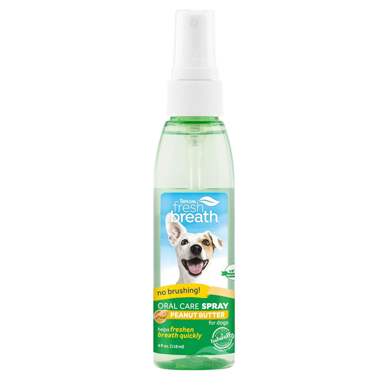 Fresh Breath by TropiClean Peanut Butter Oral Care Spray for Pets, 4oz - Made in USA - PawsPlanet Australia