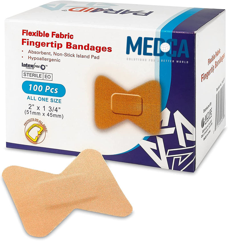 Flexible Fabric Bandages - Flex Fabric Adhesive Bandages Finger-Tip Bandages for Finger Care and to Protect Wounds from Infection - (100 Count Box) - PawsPlanet Australia