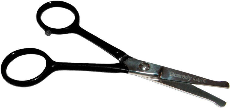 Scaredy Cut Tiny Trim 4.5" Ball-Tipped Scissor for Dog, Cat and All Pet Grooming - Ear, Nose, Face & Paw Small Safety Scissor Tiny Trim Safety Scissor Black - PawsPlanet Australia