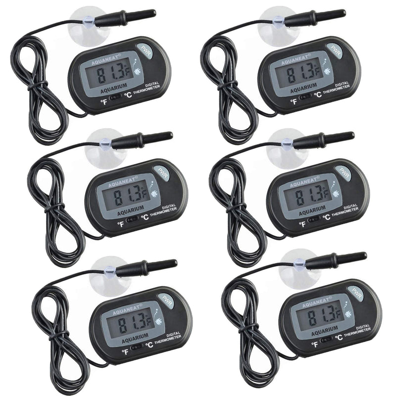 AQUANEAT 6 Pack Aquarium Thermometer, Reptile Thermometer, Fish Tank Thermometer, Digital Thermometer, Terrarium Water Temperature Test, with Large LCD Display - PawsPlanet Australia