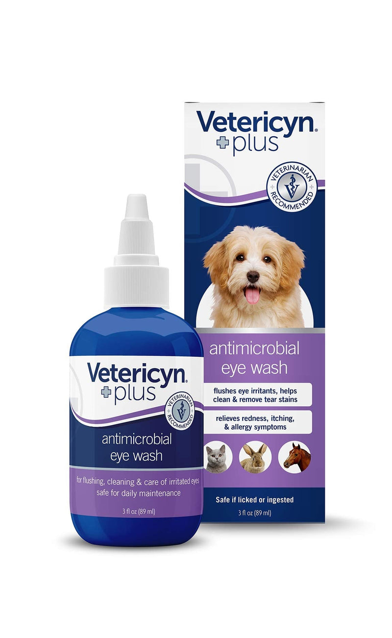 Vetericyn Plus All Animal Eye Wash. Pain-Free Solution for Abrasions and Irritations. Helps Relieve Pink Eye & Allergy Symptoms, Regular Eye Care for Dogs/Cats. 3 oz. (Packaging/bottle Color May Vary) - PawsPlanet Australia