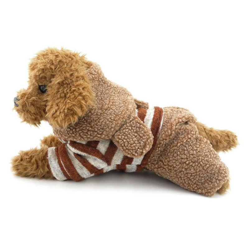 [Australia] - SMALLLEE_LUCKY_STORE Fleece Dog Sweater Coat Stripped Bunny Hooded Winter Small Dog Clothes, Large, Brown 