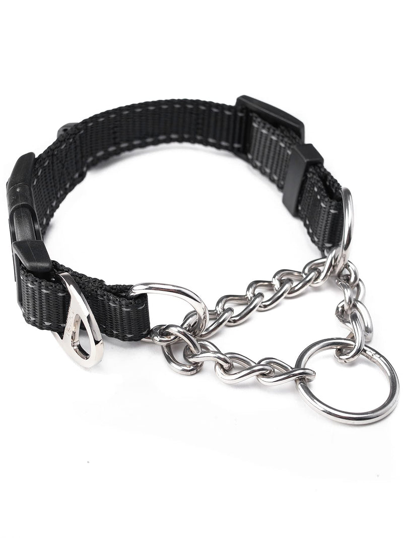 Mighty Paw Martingale Collar, Training Dog Collar, Limited Cinch Chain Pet Gear for No Pull Leash Walking Small Black - PawsPlanet Australia