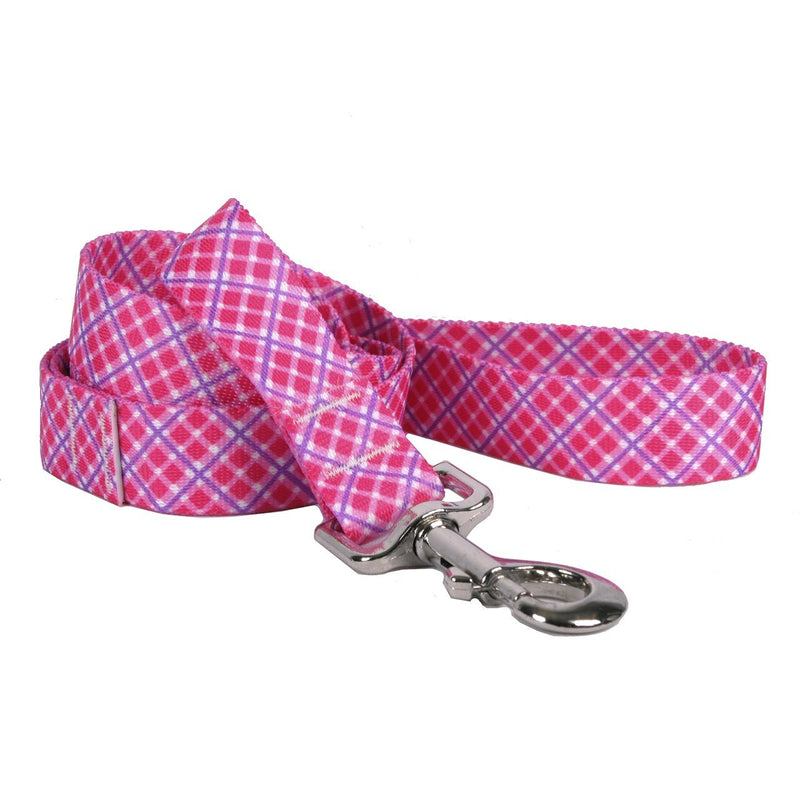 [Australia] - Yellow Dog Design Pink and Purple Diagonal Plaid Dog Leash 1" x 60" (5 feet) Long 