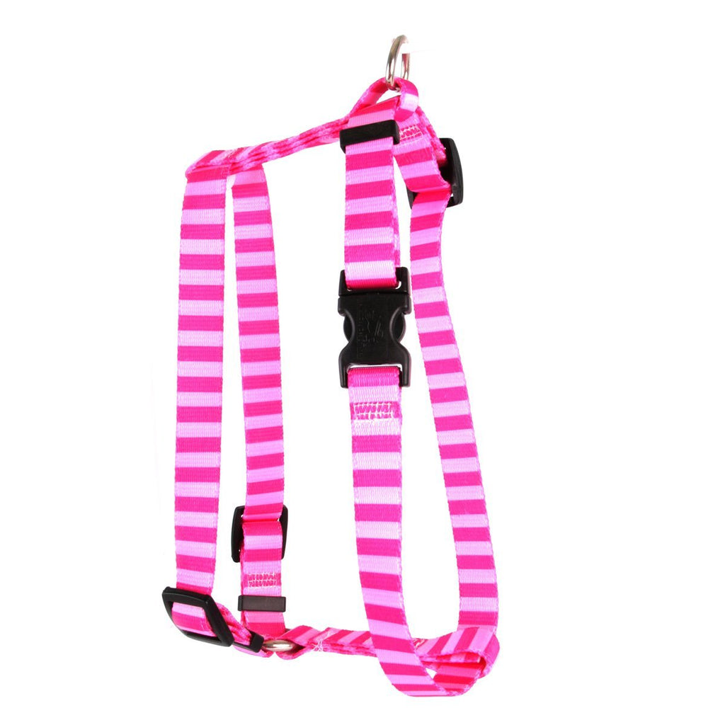 [Australia] - Yellow Dog Design Pink Pink Stripe Roman Style H Dog Harness Extra Small 8" - 14" 