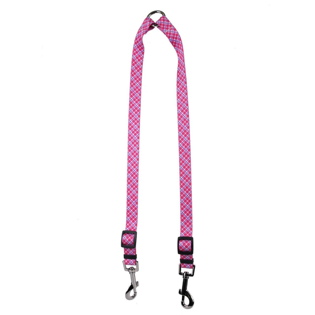 [Australia] - Yellow Dog Design Pink and Purple Diagonal Plaid Coupler Dog Leash Large 