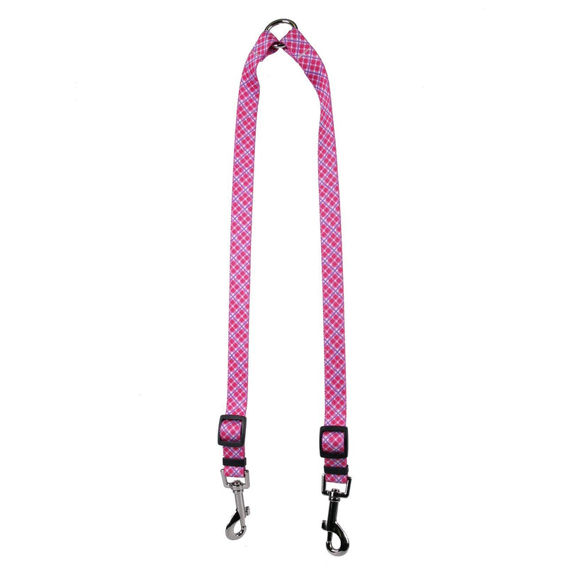 [Australia] - Yellow Dog Design Pink and Purple Diagonal Plaid Coupler Dog Leash Large 