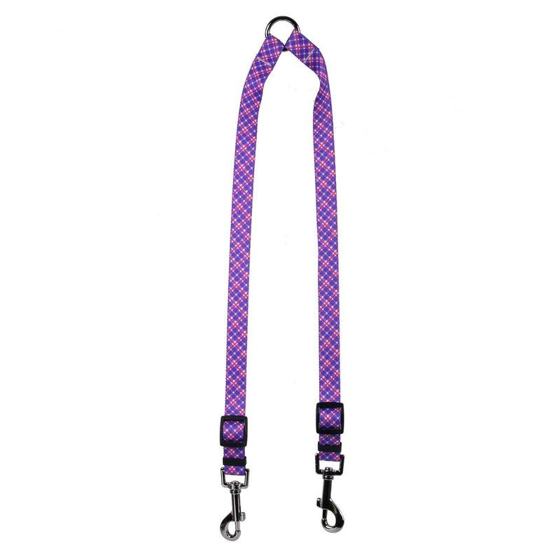 [Australia] - Yellow Dog Design Purple and Pink Diagonal Plaid Coupler Dog Leash Small 