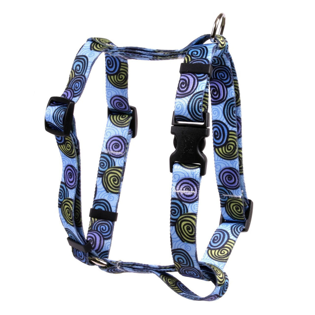 [Australia] - Yellow Dog Design Spirals Blue Roman Style H Dog Harness- Extra Large 28" - 36" 