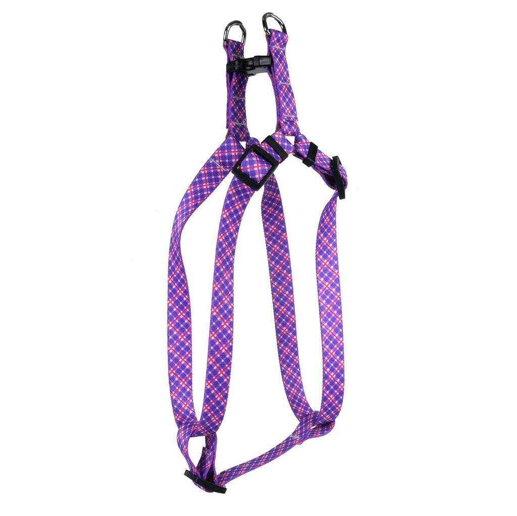 [Australia] - Yellow Dog Design Standard Step-in Harness, Paisley Collection Extra Small 4.5" - 9" Purple & Pink Diagonal Plaid 