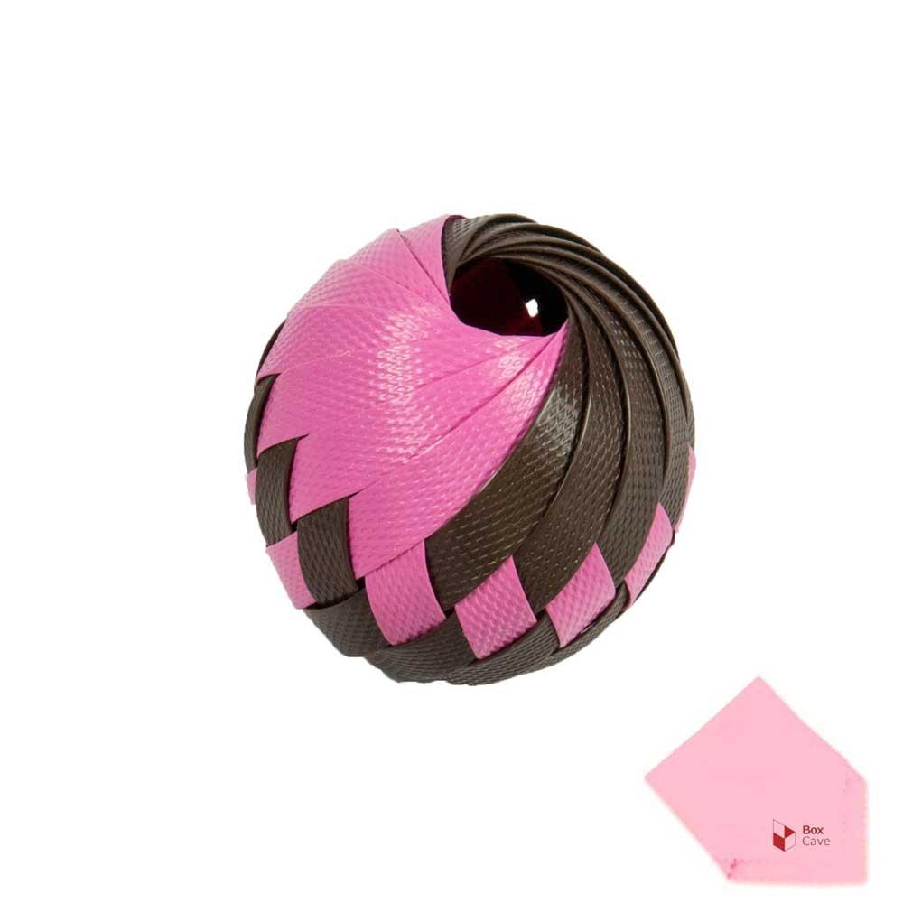 [Australia] - BORNIER Cat Toys Pet Toys | Strap Ball with Jingle Bells Chase Toy for Pets Kittens (Comes W/BoxCave Microfiber Cleaning Cloth) Pink Brown 