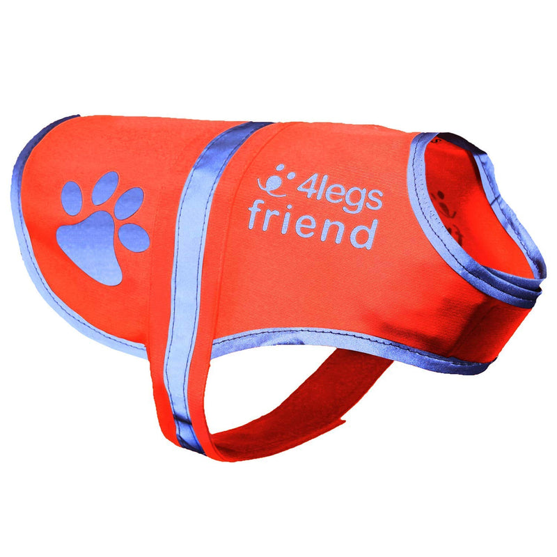 4LegsFriend Dog Safety Orange Reflective Vest with Leash Hole 5 Sizes - High Visibility for Outdoor Activity Day and Night, Keep Your Dog Visible, Safe from Cars & Hunting Accidents Small - PawsPlanet Australia