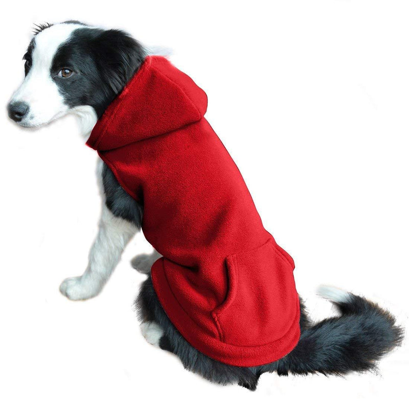 EXPAWLORER Fleece Dog Hoodies with Pocket, Cold Weather Spring Vest Sweatshirt with O-Ring XL Red - PawsPlanet Australia