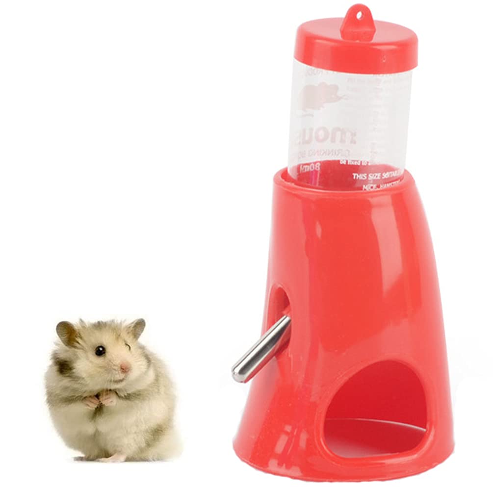 B.C Pet Small Animals Hamster Hideout Drinking Waterer 2-in-1 Water Bottle with Base Hut for Small Animals PBA Free Red - PawsPlanet Australia