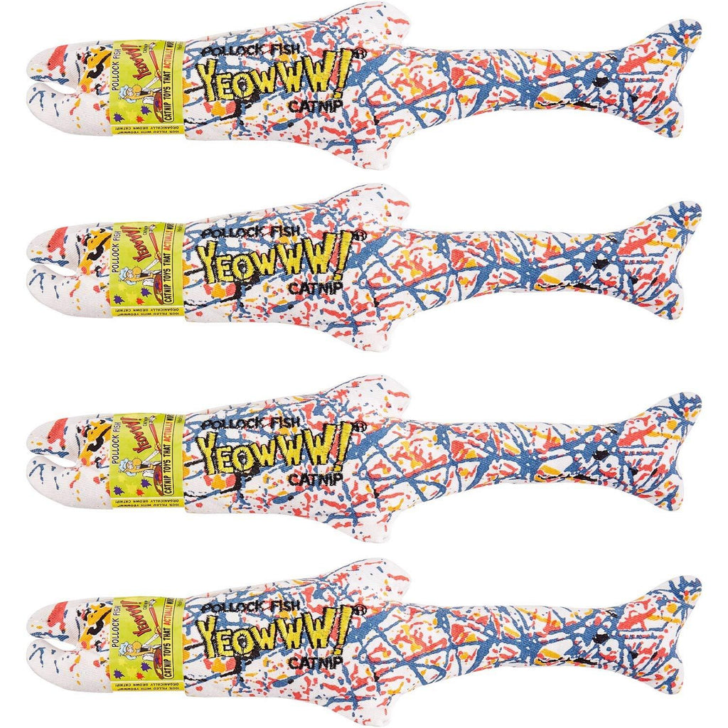 [Australia] - Yeowww! Catnip Pollock Fish 4 Pack | Pure Leaf & Flowertop | Cat and Kitten Toy 