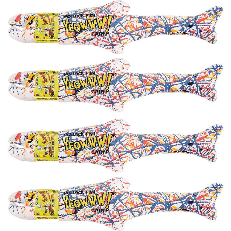 [Australia] - Yeowww! Catnip Pollock Fish 4 Pack | Pure Leaf & Flowertop | Cat and Kitten Toy 