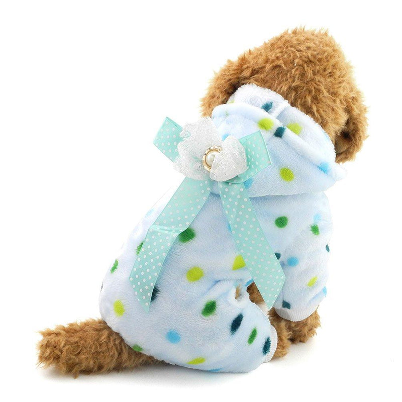 SMALLLEE_LUCKY_STORE Fleece Dog Pajamas Pet PJS Small Dog Apparel Poodle Clothes, Large, Blue X-Large - PawsPlanet Australia