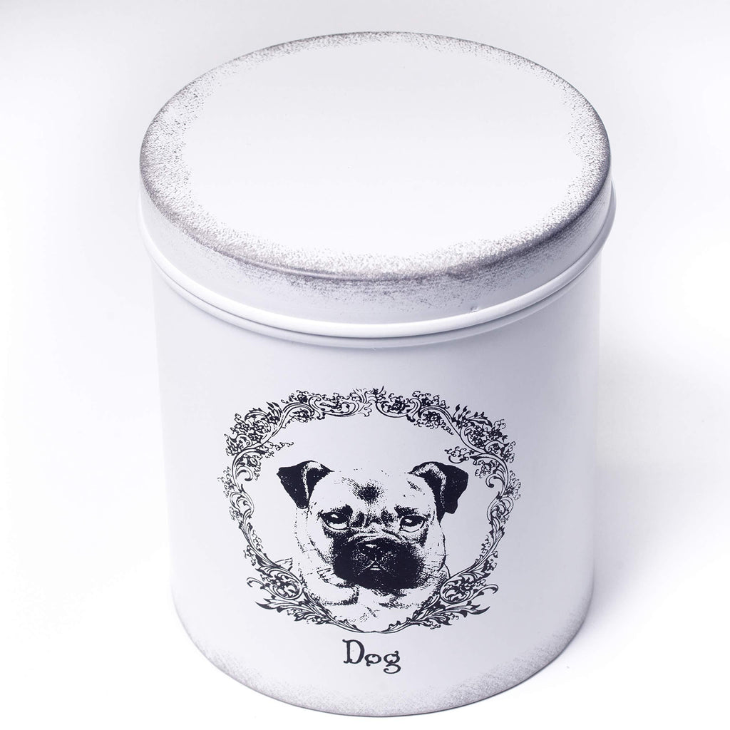 [Australia] - The PetSteel | Antique White Treat Jar | Dog Treat Jar | Tight Fitting Lids | Pet Food Container | Fit's Up to 2lbs of Treats 