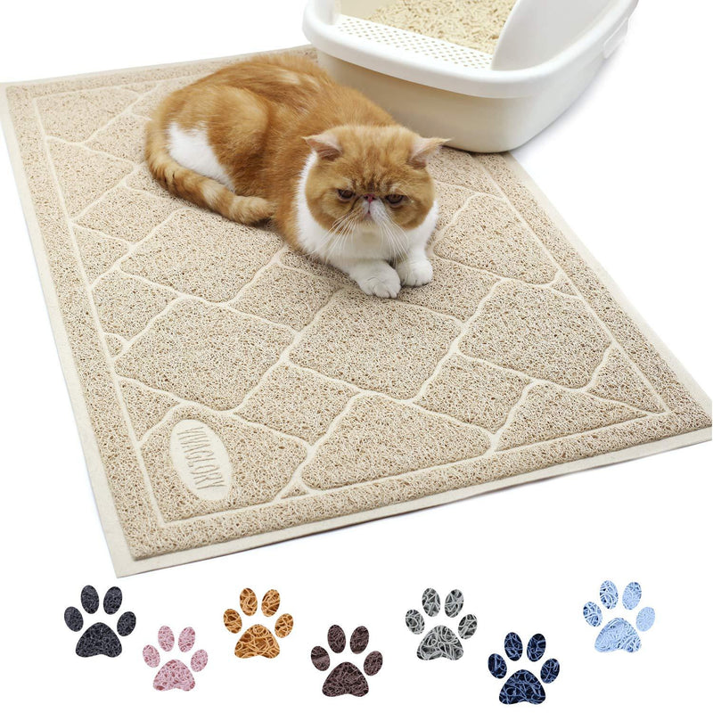 Vivaglory Durable Cat Litter Mats, Large Size (35"×23") and Phthalate Free, Keep Kitty Litter Mess Under Control, Soft on Paws, Easy to Clean Chic Pattern Beige - PawsPlanet Australia