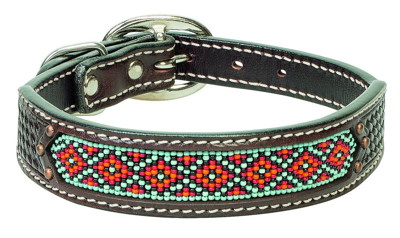 [Australia] - Weaver Leather Beaded Basket Weave Dog Collar 3/4" x 17" 