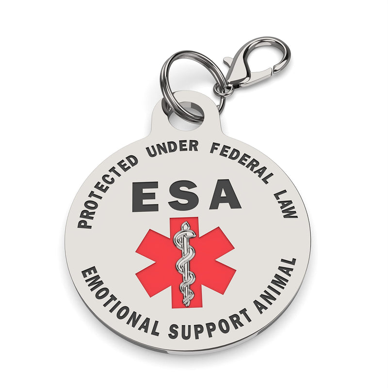 K9King Double Sided Emotional Support Animal ESA Red Medical Alert Symbol and Protected by Federal Law ID Tag Small Breeds - 0.999" Diameter - PawsPlanet Australia