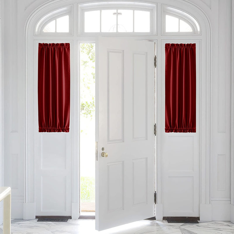 PONY DANCE Sidelight Window Curtains - Xmas Home Decoration Rod Pocket Blackout French Door Panel Light Block with Bonus Tieback for Front Doors, 25" W x 40" L, Burgundy Red, 1 Piece 25" x 40"|1 Panel - PawsPlanet Australia