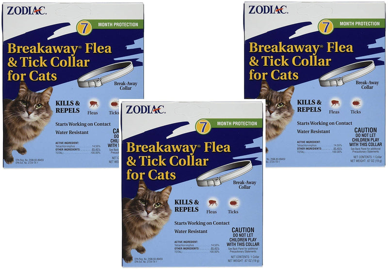 [Australia] - (3 Pack) Zodiac Breakaway Flea and Tick Collar for Cats, 13" 