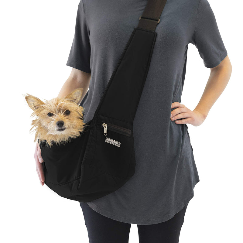 Cloak & Dawggie Dog Sling Carrier Tiny XXS Extra Extra Small Dogs, Puppy Toy Teacup Wearable Adjustable Pet Cross Body Shoulder Bag Waterproof Nylon Travel My Canine Kids 4-8 lbs Black - PawsPlanet Australia
