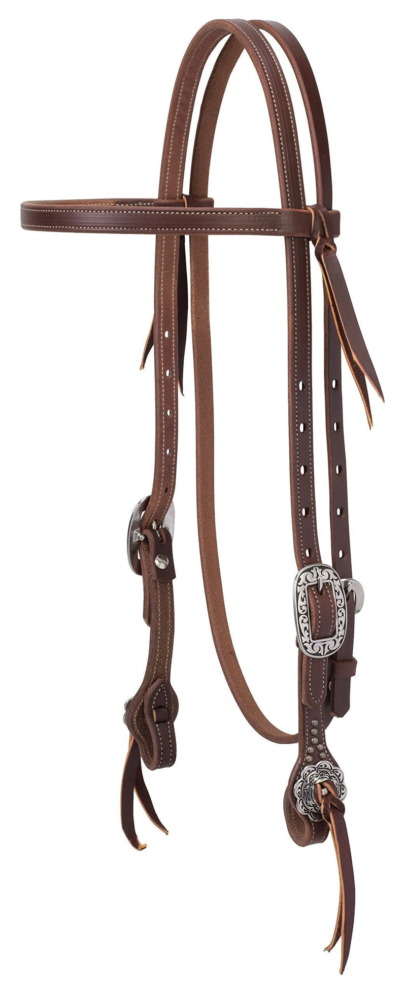 Weaver Leather Designer Hardware Working Tack Headstalls Floral Straight Browband Headstall - PawsPlanet Australia