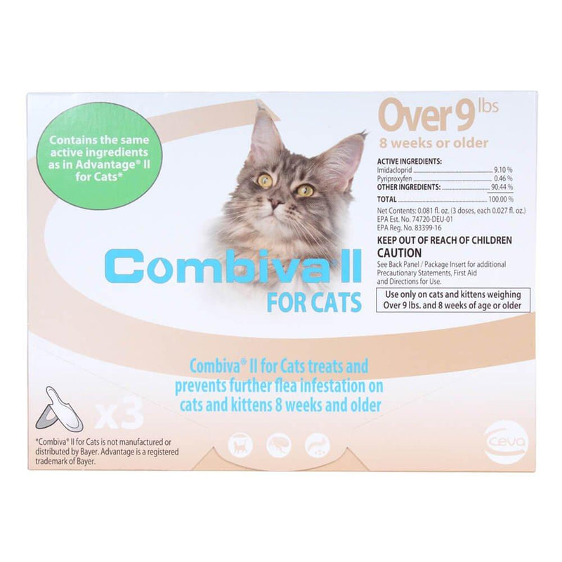 CEVA Animal Health D93120B Combiva II for Large Cats +9 lbs. (3 Pack) Pet Flea Drops - PawsPlanet Australia