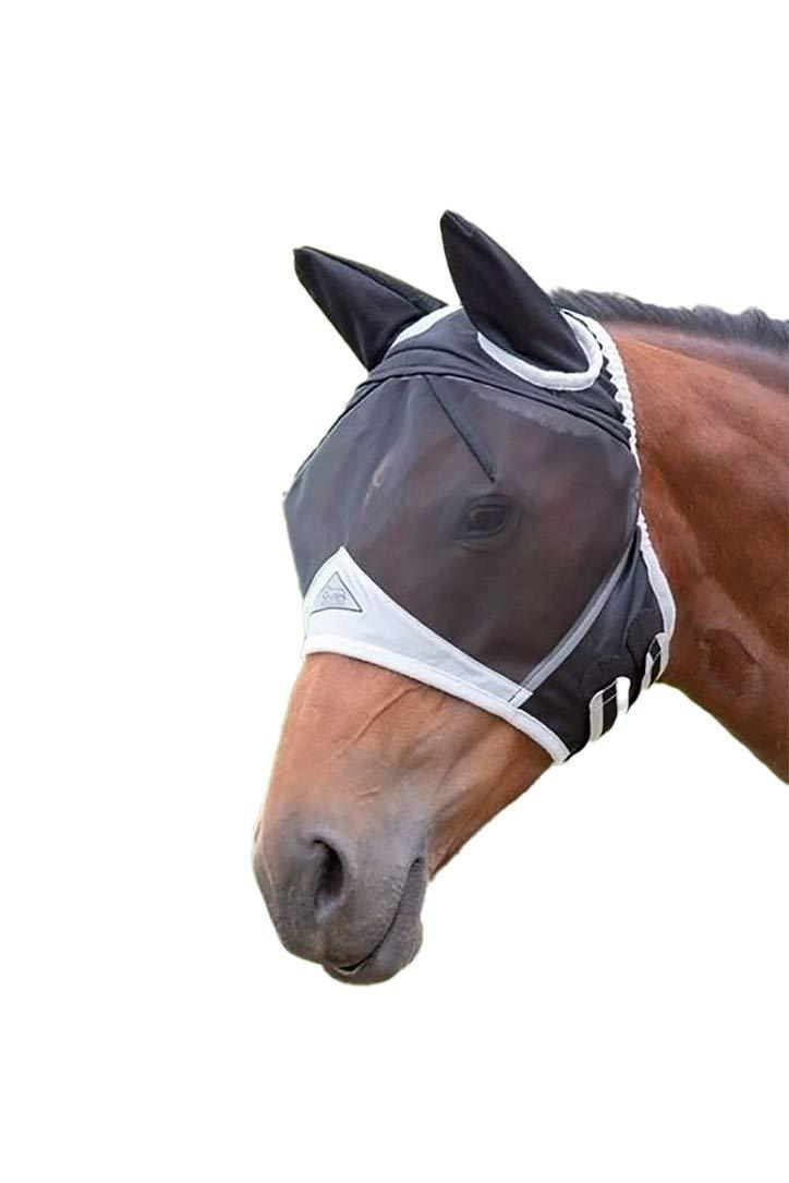 Shires Fine Mesh Fly Mask with Ears Black Cob - PawsPlanet Australia