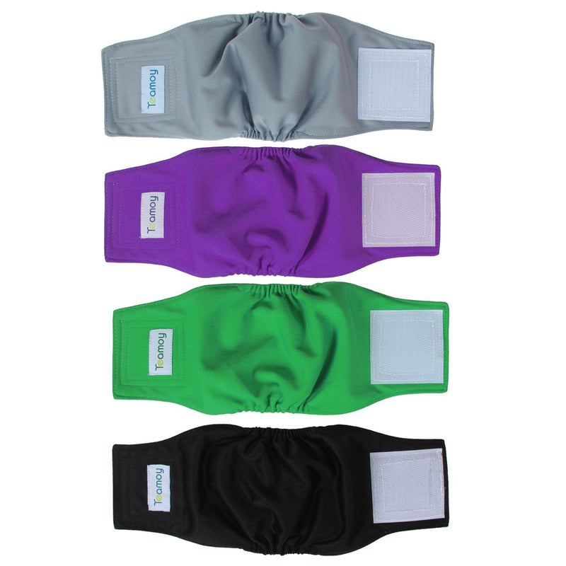 Teamoy Reusable Wrap Diapers for Male Dogs, Washable Puppy Belly Band XS(7"-9"Waist) Black+ Gray+ Green+ Purple - PawsPlanet Australia