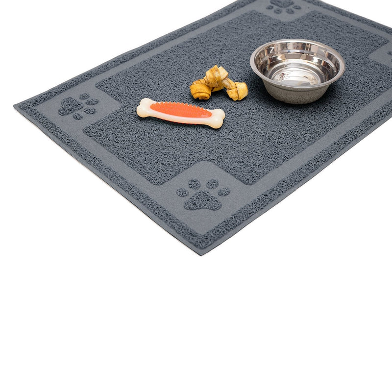 [Australia] - Cavalier Pets, Dog Bowl Mat for Cat and Dog Bowls, Silicone Non-Slip Absorbent Waterproof Dog Food Mat, Easy to Clean, Unique Paw Design… Medium (24-Inch) Grey 