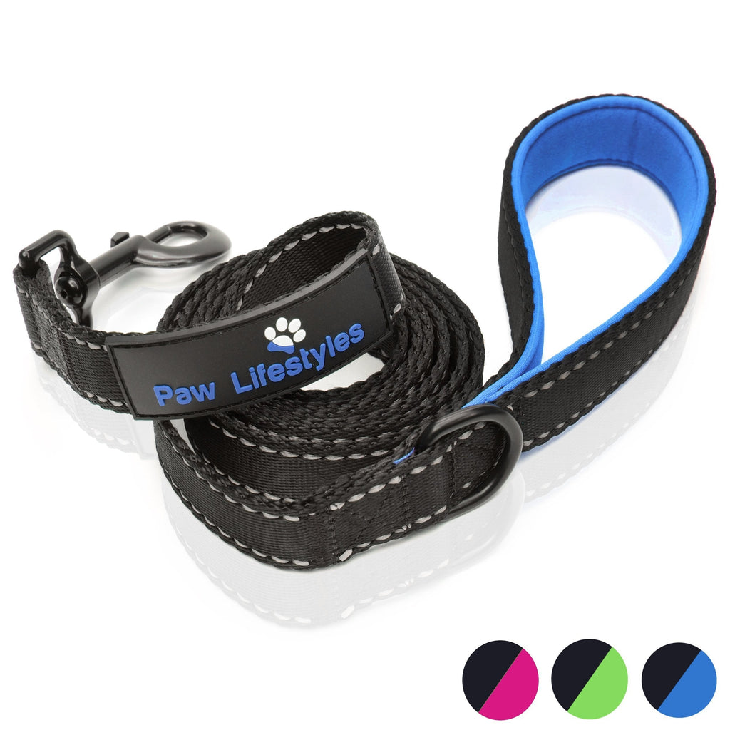 [Australia] - Paw Lifestyles Extra Heavy Duty Dog Leash - 6ft Long - 3mm Thick, Soft Padded Handle for Comfort - Perfect Leashes for Medium and Large Dogs Black and Blue 