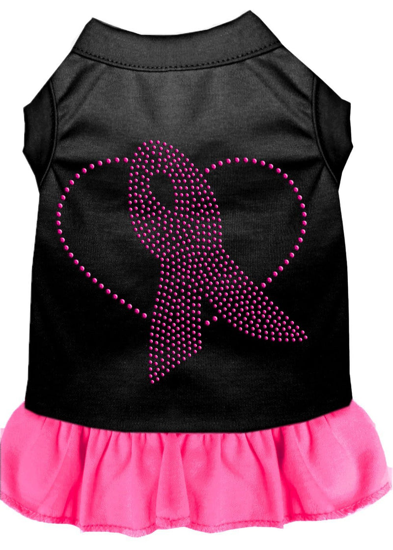 [Australia] - Mirage Pet Products Ribbon Rhinestone Dress, Small, Black with Bright Pink 