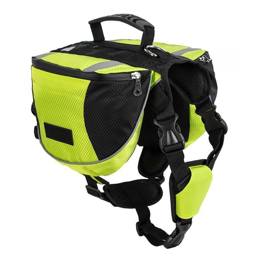 Lifeunion Polyester Dog Saddlebags Pack Hound Travel Camping Hiking Backpack Saddle Bag for Small Medium Large Dogs Neon Green - PawsPlanet Australia