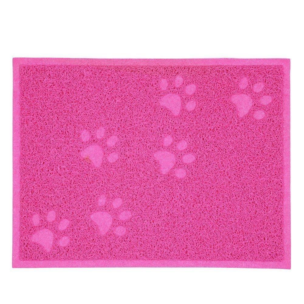 [Australia] - MUEQU Cat Litter Box Mat Pet Food Bowl Mat Cat Litter Trap Mat, PVC, 30 x 40 cm Rose 