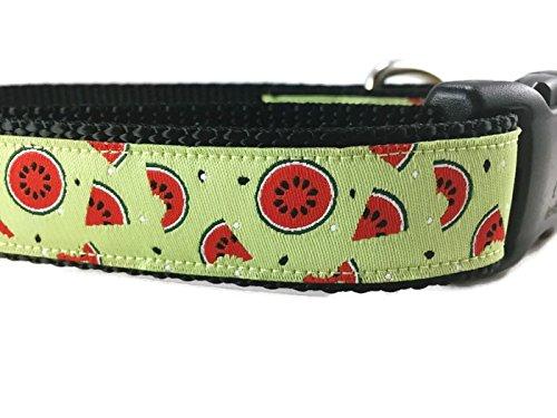 [Australia] - CANINEDESIGN QUALITY DOG COLLARS Summer Dog Collar, Caninedesign, Watermelon, 1 inch wide, adjustable, nylon, medium and large Medium 13-19" 