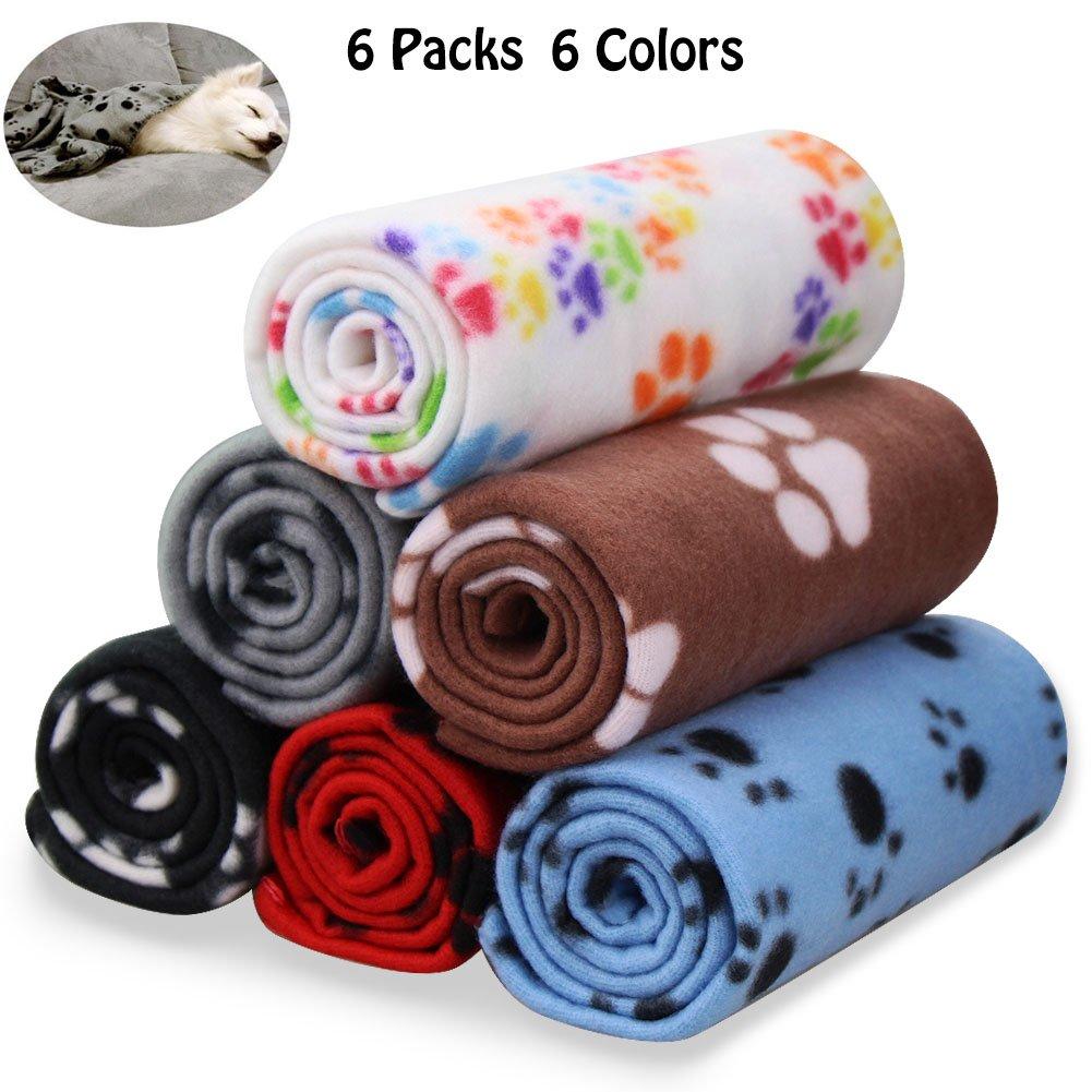 [Australia] - Comsmart Warm Paw Print Blanket/Bed Cover for Dogs and Cats 6 pack of 24x28 Inches 