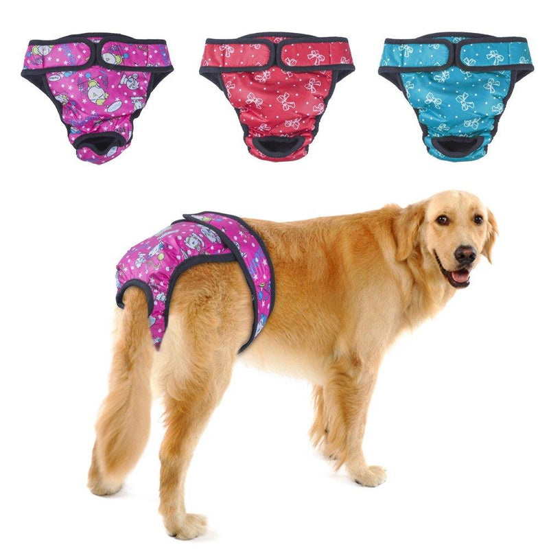 [Australia] - PETBABA Female Dog Diapers, 3 Pcs Period Pants, Reusable Washable Cover Up Panties, Adjustable Nappies Suitable Medium to Large Women Girl in Heat Season Waist: 28" Colorful 