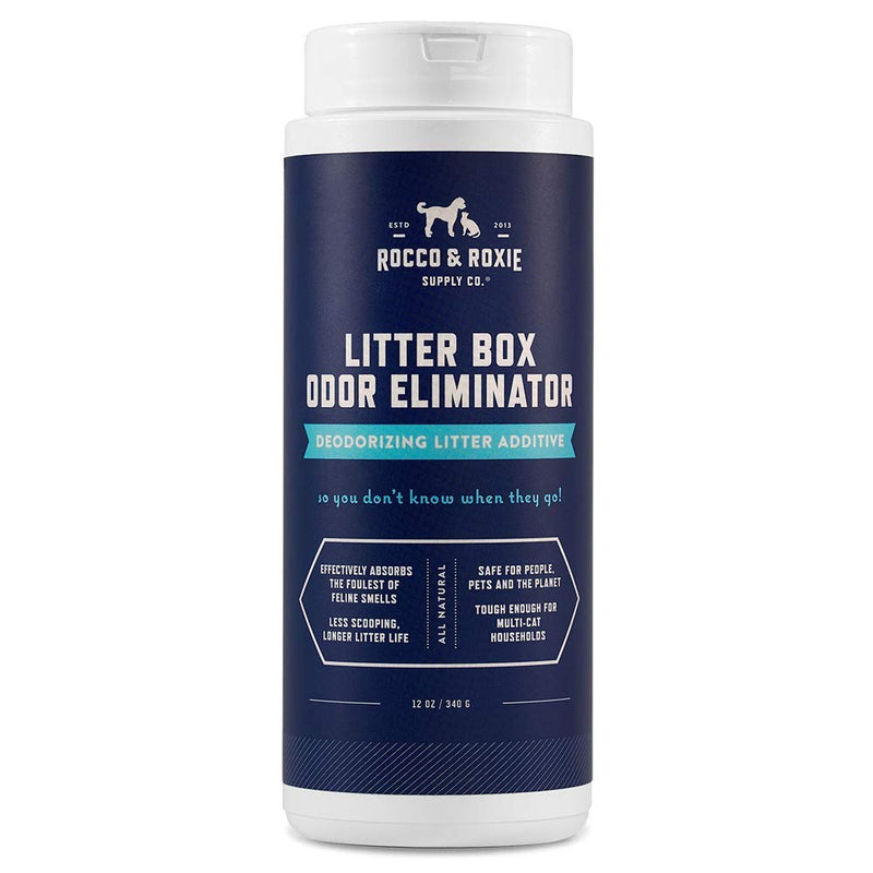 Rocco & Roxie Cat Litter Box Odor Eliminator – Best Natural Litter Deodorizer for Strong Urine Odor – Cat Supplies - Change Cat Box Less Often – Safe for Kitty Boxes - Fresh Scent - 12 oz Bottle - PawsPlanet Australia