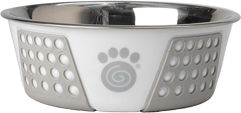 [Australia] - PetRageous Fiji 3.75 Cups Stainless Steel Bowl in White/Light Gray 