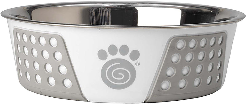 [Australia] - PetRageous Fiji 6.5 Cups Stainless Steel Bowl in White/Light Gray 