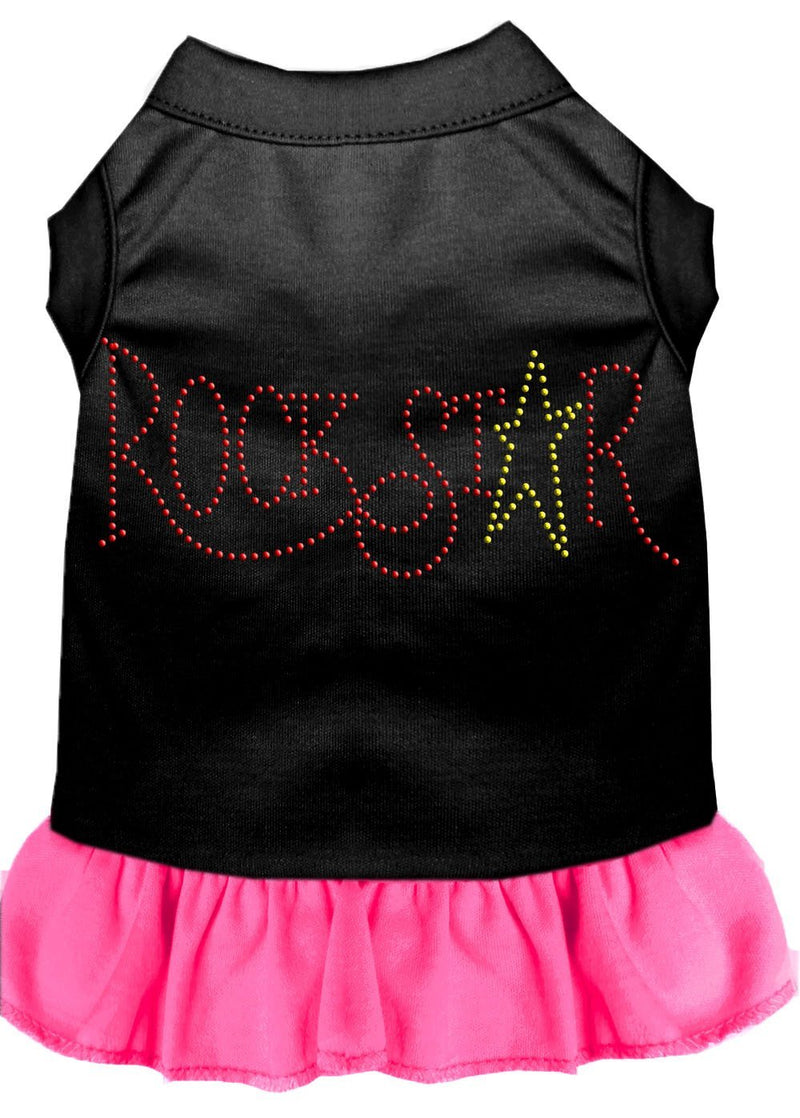 [Australia] - Mirage Pet Products 57-21 SMBPBPK Pink Rhinestone Rock Star Dress Black with Bright, Small 