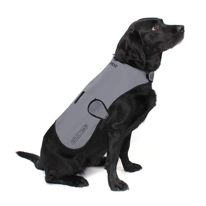 Proviz Sports 100% Reflective High-Vis Waterproof Dog Coat Large Grey/ Fully Reflective - PawsPlanet Australia