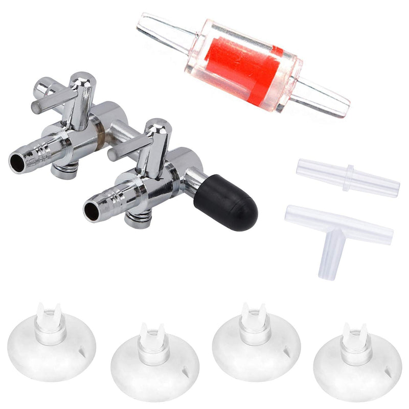 Pawfly 2-5 Way Aquarium Air Flow Control Lever Valve Distributor Splitter Pump Accessories Set with Check Valves and Suction Cups 2-Way - PawsPlanet Australia