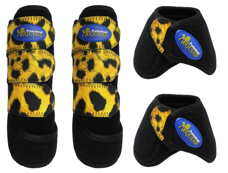 [Australia] - Professional Equine Horse Medium Sports Medicine Splint Bell Boots Leopard 4137B 